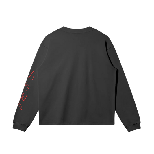 Emblematic Black Graphic Long-Sleeve T-shirt