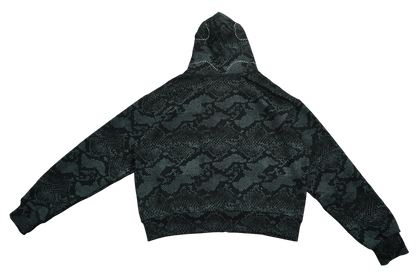 Medusalem Black Snake Camo Rhinestone Full Zip Hoodie