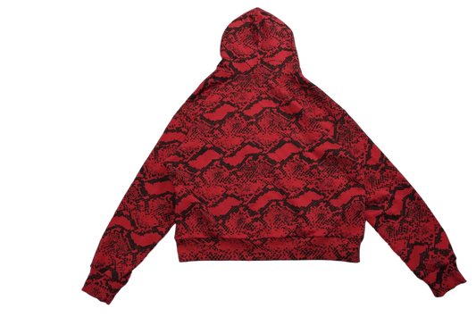 Medusalem Red Snake Camo Rhinestone Full Zip Hoodie
